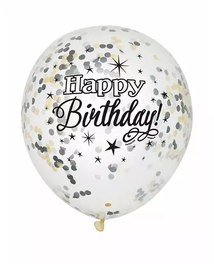 gratulerer med dagen sølv- og gullkonfettiballonger i lateks, 30 cm