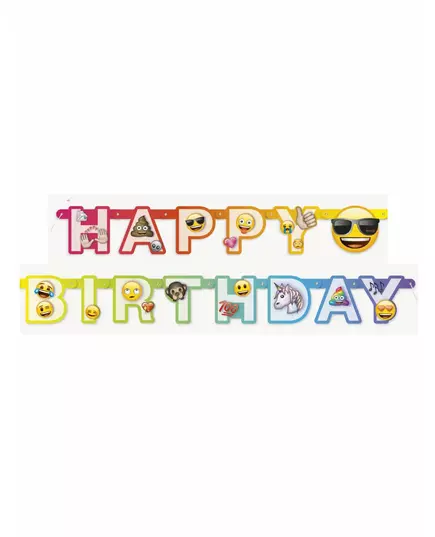 Happy Birthday Emoji Rainbow Cardboard Banner 1.8m