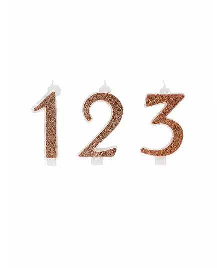 Rose gold number birthday candle 13 cm