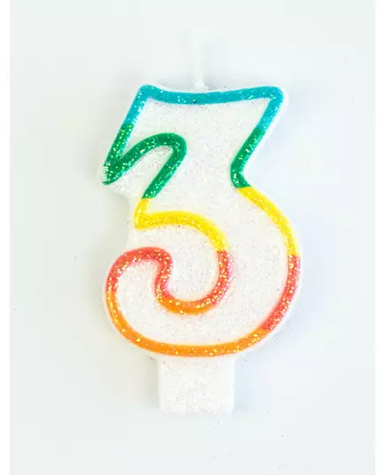 Birthday candle number 3 7.5 cm