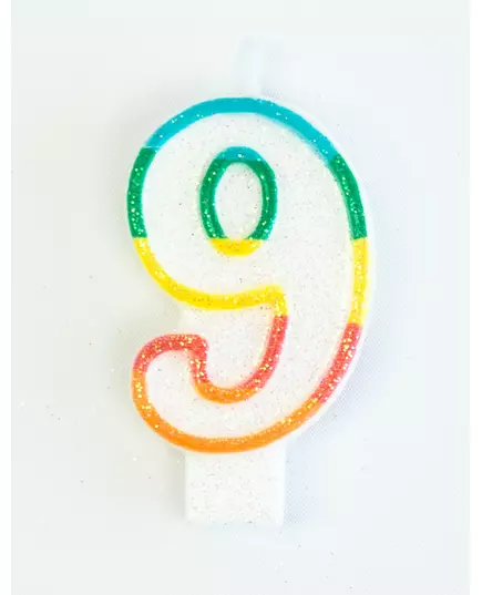 Bursdagslys nummer 9 7,5 cm