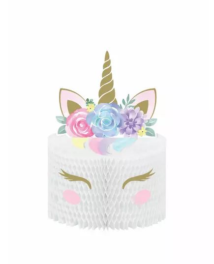 White Unicorn Fairy Honeycomb Paper Centerpiece 19 x 30 cm