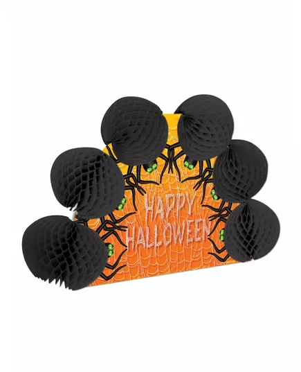 Glad Halloween-edderkopp i midten 15 x 21 cm