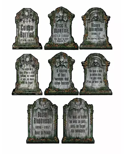 4 Cardboard tombstone decorations 30 x 41 cm