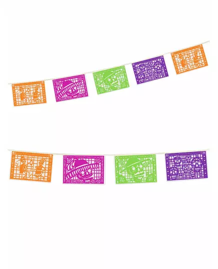 Papel picado krans Dia de los muertos 360 x 20 cm