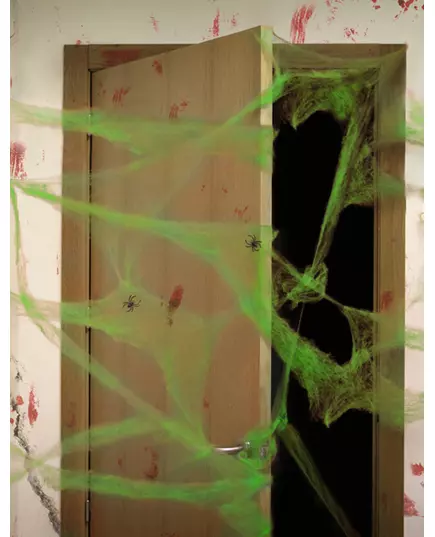 Grønt spindelvev med edderkopper 20g Halloween