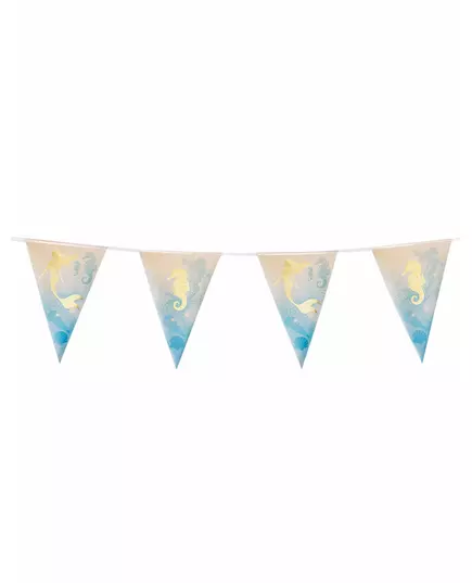 Plastic garland 10 pennants Mermaid Lagoon 30 x 20 cm