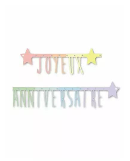 Pastell Happy Birthday artikulert girlander 160 cm