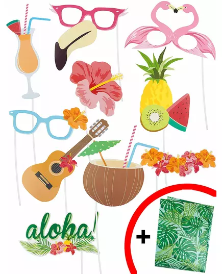Hawaiian 10-piece photobooth kit