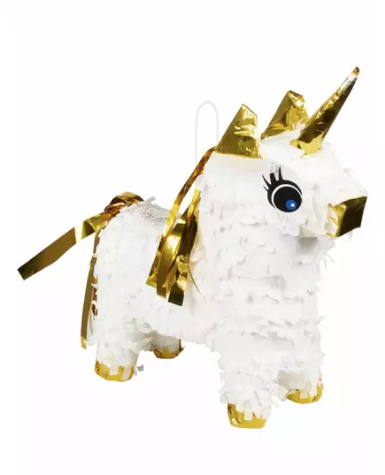 Mini white and gold unicorn piñata 21 x 17 cm