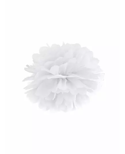 White paper hanging pompom 25 cm