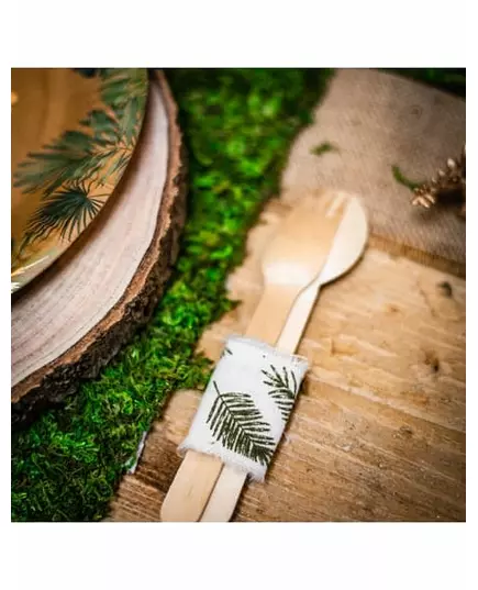 Green and Ivory Tropical Leaf Linen Ribbon 4.5cm x 3m