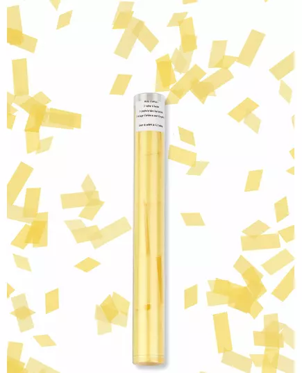 Yellow rectangular confetti launcher tube 27 cm