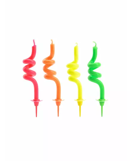 4 flerfargede virvelbursdagslys 8 cm