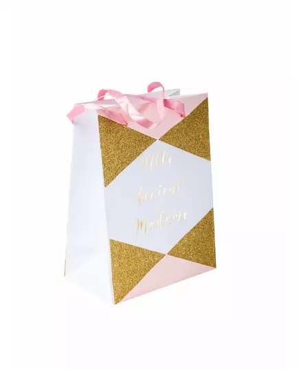 4 Cardboard bags Miss becomes Mrs. pink and gold 15 x 20 cm