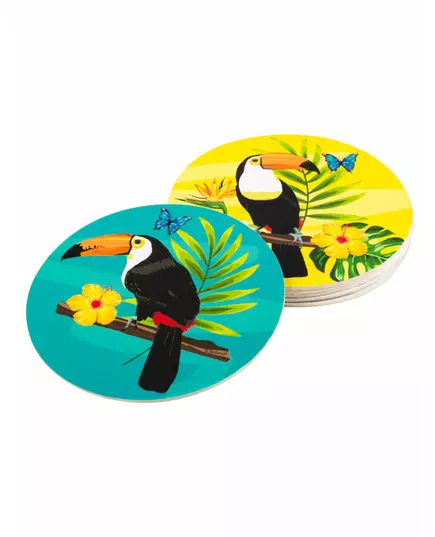 6 Toucan cardboard coasters 10 cm
