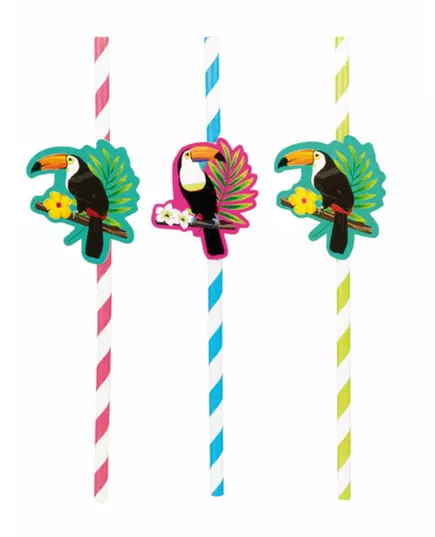 6 Toucan cardboard straws 20 cm