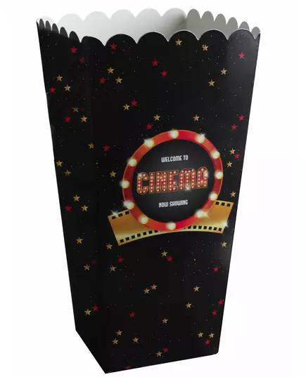 8 Hollywood cardboard popcorn cones 6 x 17 cm