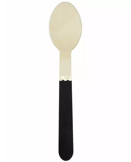 8 små, svarte treskjeer, 16 cm