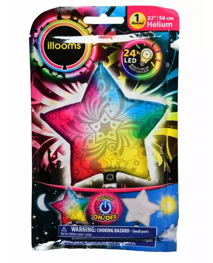 Illooms® 50 cm LED flerfarget stjernefolieballong