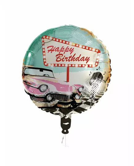 Gratulerer med dagen Rock'n'roll folieballong 45 cm
