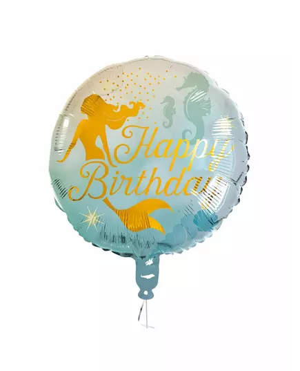 Havfrue folieballong med bursdagsmotiv 45 cm