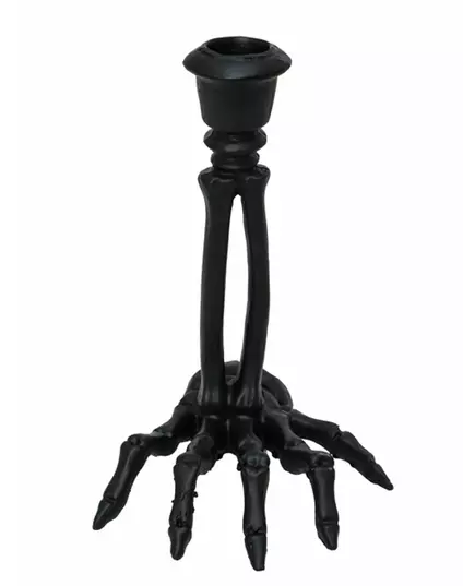 Svart skjelett harpiks lysestake 16 cm