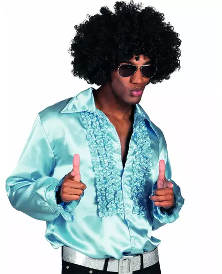 Men's light blue disco shirt, Size: Medium (50/52)