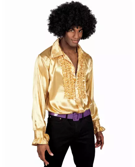 Men's gold disco shirt, Size: Medium (50/52)