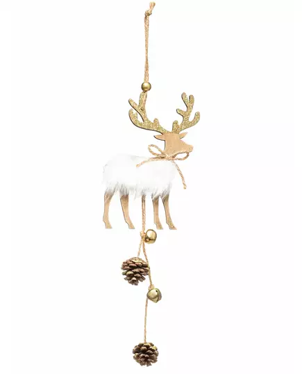 Hanging decoration in wood, pretty reindeer, 28 cm