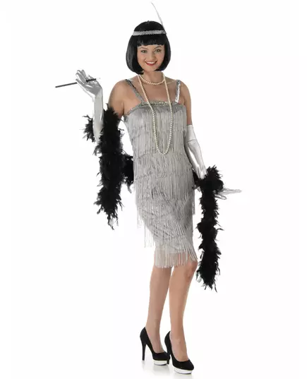 Women's silver Charleston costume, Size: Small