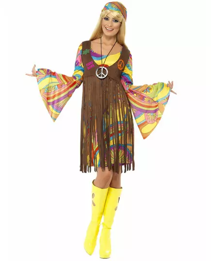 70s hippie flower costume for women, Size: Small
