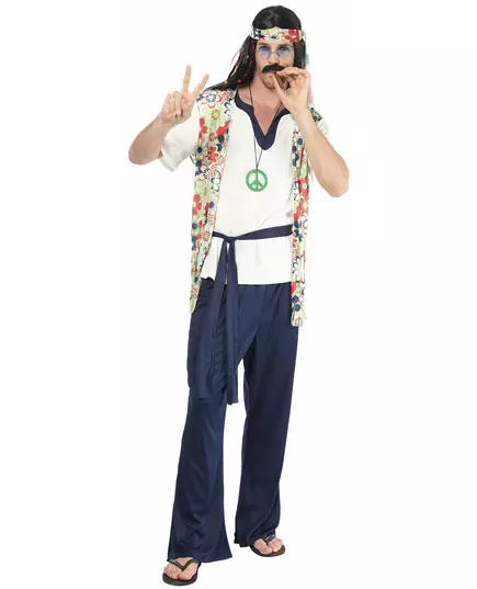Blått hippiekostyme for menn