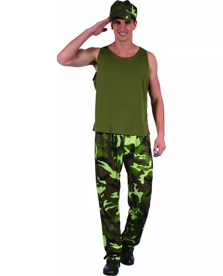 Men's khaki green military costume