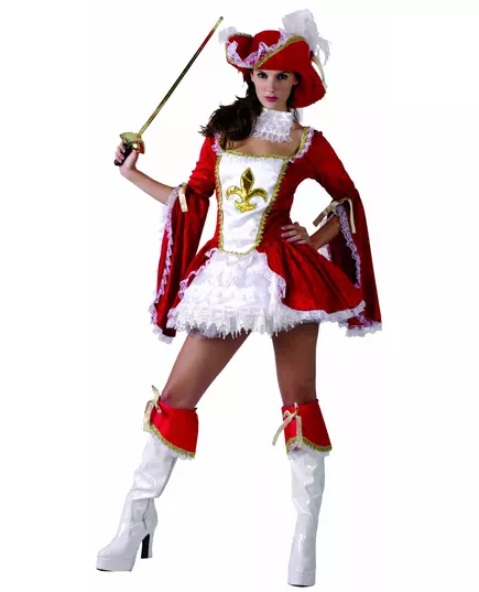 Sexy red musketeer costume for women, Size: Small