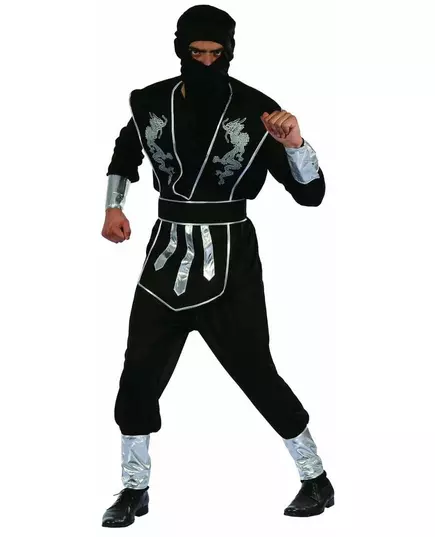 Black and silver ninja costume for men, Size: M