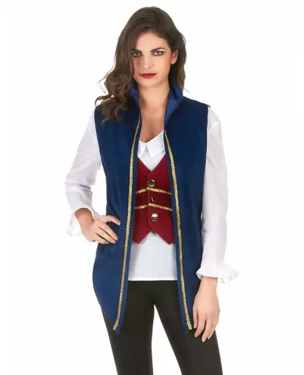 Women's blue and plum velvet pirate jacket costume