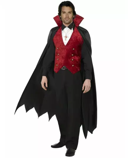 Vampyrkostyme med kappe til Halloween for menn, Størrelse: Large