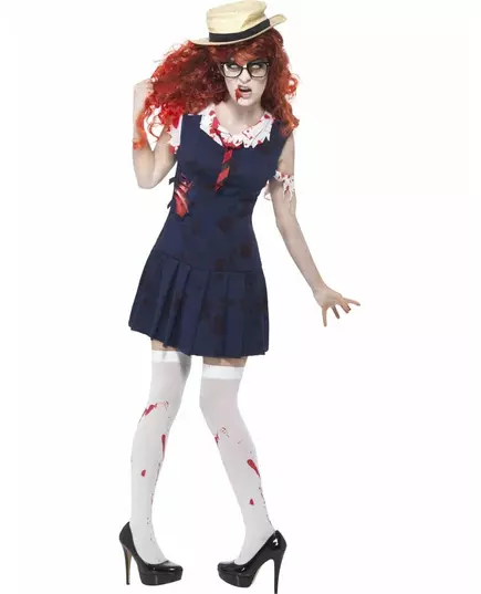 Retro schoolgirl zombie costume for women