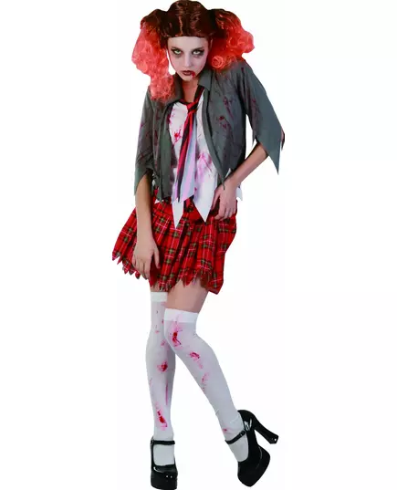 Zombie skolejentekostyme til Halloween for kvinner