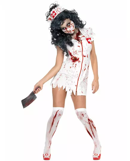 Zombiesykepleierkostyme til dame Halloween, Størrelse: Small