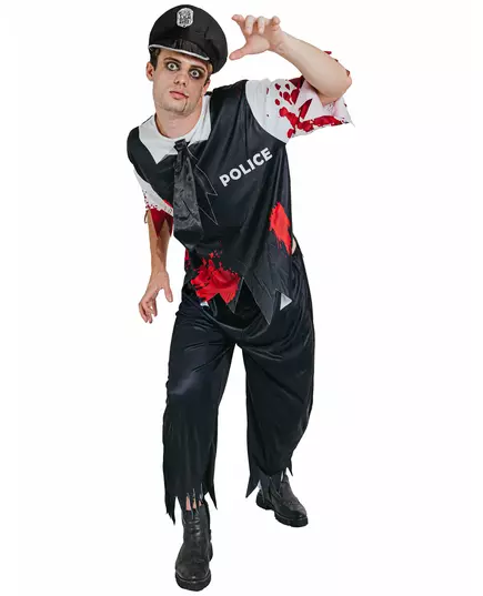 Bloody zombie policeman costume for men, Size: Large