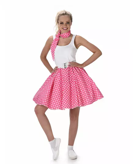 Women's pink polka dot 50s costume, Size: Small