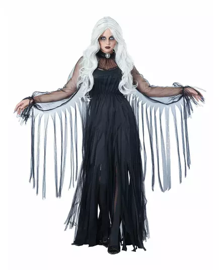 Elegant spøkelseskostyme til kvinner i svart Halloween, Størrelse: S(38/40)