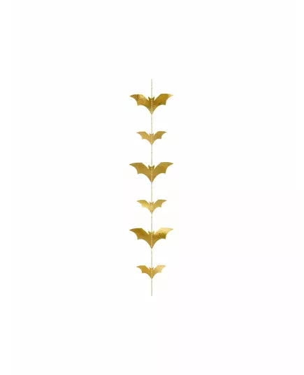 Metallisk gullfarget flaggermusgirlander 150 x 11 cm