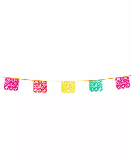 Flerfarget meksikansk plastgirlander 14,5 x 16 cm 6 m