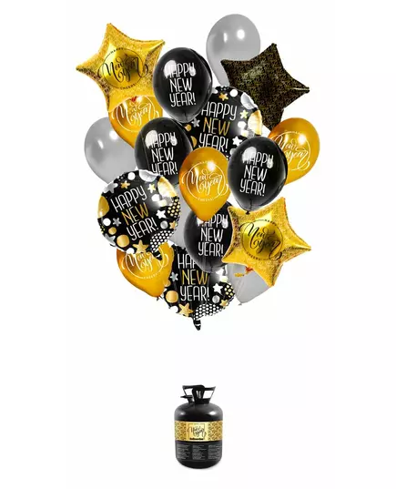 Ballongbukettsett med helium og godt nyttår