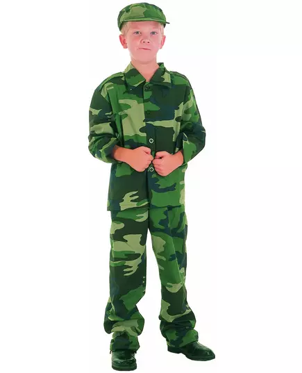 Boys' camouflage military costume, Size: 4-6 years (110-120 cm)