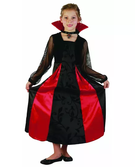 Satin Vampire Costume for Girls, Size: 10-12 years (130-140 cm)