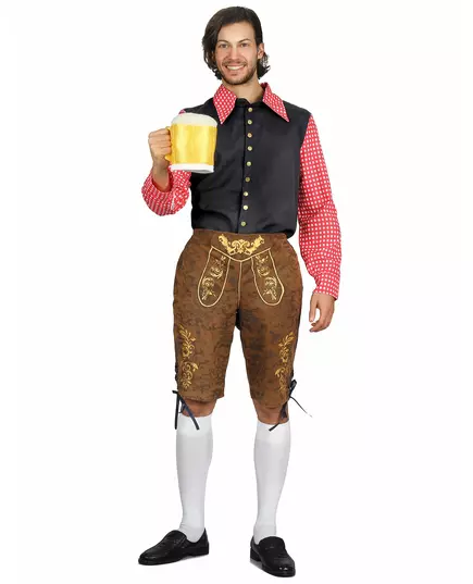 Bavarian checkered costume for men, Size: Large